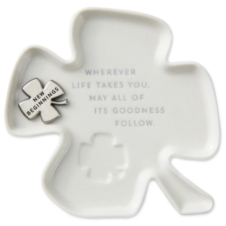 Hallmark Clover-Shaped Trinket Dish With Token 4 Hallmark Clover-Shaped Trinket Dish With Token - Image 2