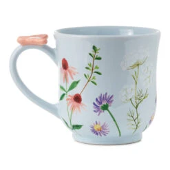 Hallmark Floral Mug With Butterfly, 15 Oz. -Hallmark Store White Mug With Flowers and Butterfly Thumb Rest 1ART1026 02