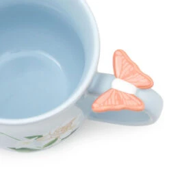 Hallmark Floral Mug With Butterfly, 15 Oz. -Hallmark Store White Mug With Flowers and Butterfly Thumb Rest 1ART1026 03