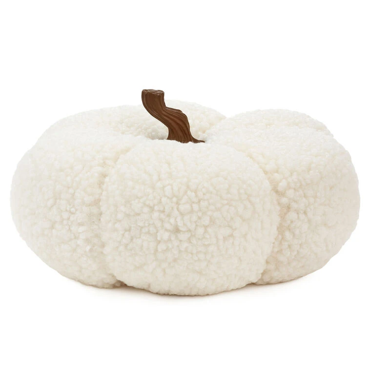 Hallmark White Plush Fabric Pumpkin Fall Decoration 2 Hallmark White Plush Fabric Pumpkin Fall Decoration