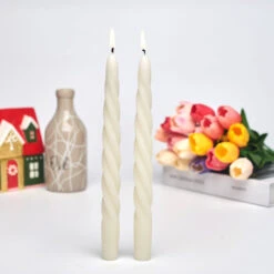 White Spiral Taper Candles, Set Of 2 -Hallmark Store White Spiral Taper Candle Set HMTAPER3 04