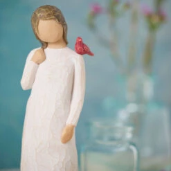 Willow Tree Messenger Figurine, 5.5" -Hallmark Store Willow Tree Girl and Cardinal Figurine 28236 03