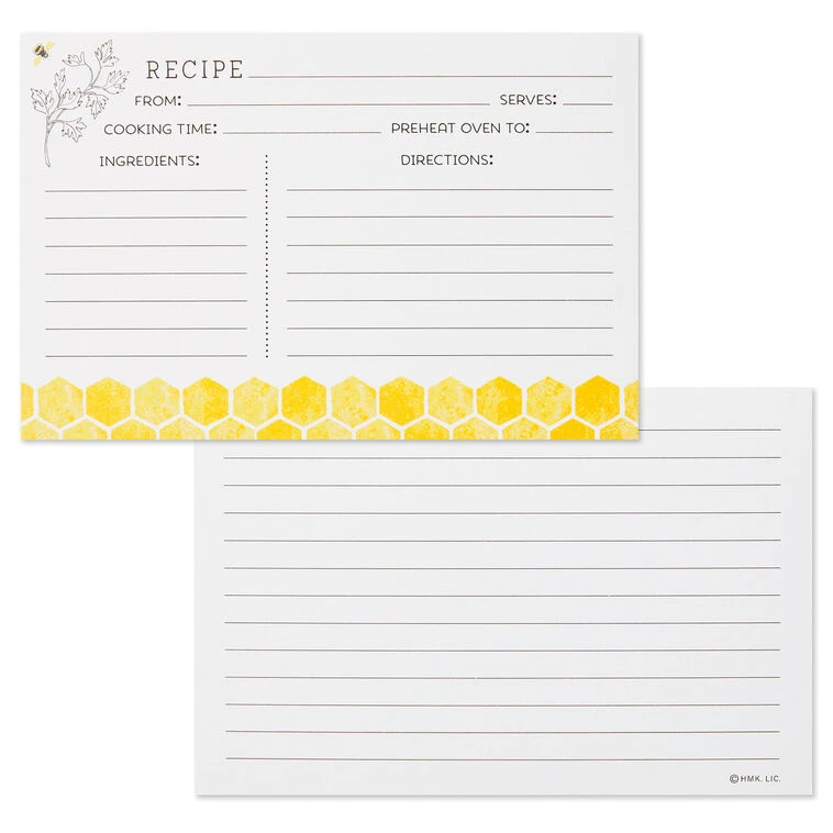 Hallmark Yellow Honeycomb Recipe Refill Cards 4 Hallmark Yellow Honeycomb Recipe Refill Cards - Image 2