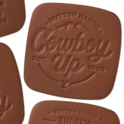 Hallmark Yellowstone Dutton Ranch Bonded Leather Coasters, Set Of 4 -Hallmark Store Yellowstone Dutton Ranch Bonded Leather Coaster Set 1PCL1079 03